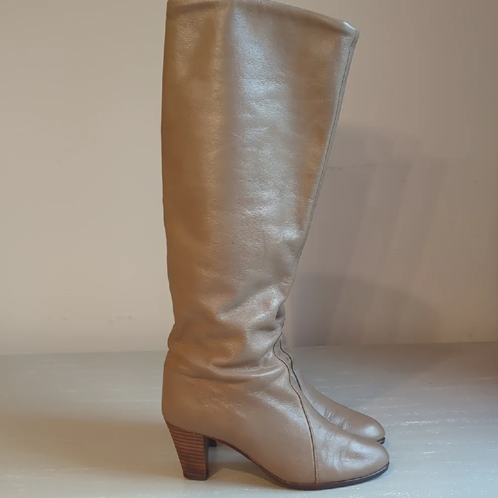 Vintage Golo Leather Boots Heeled Tall Tan size‎ 5.5